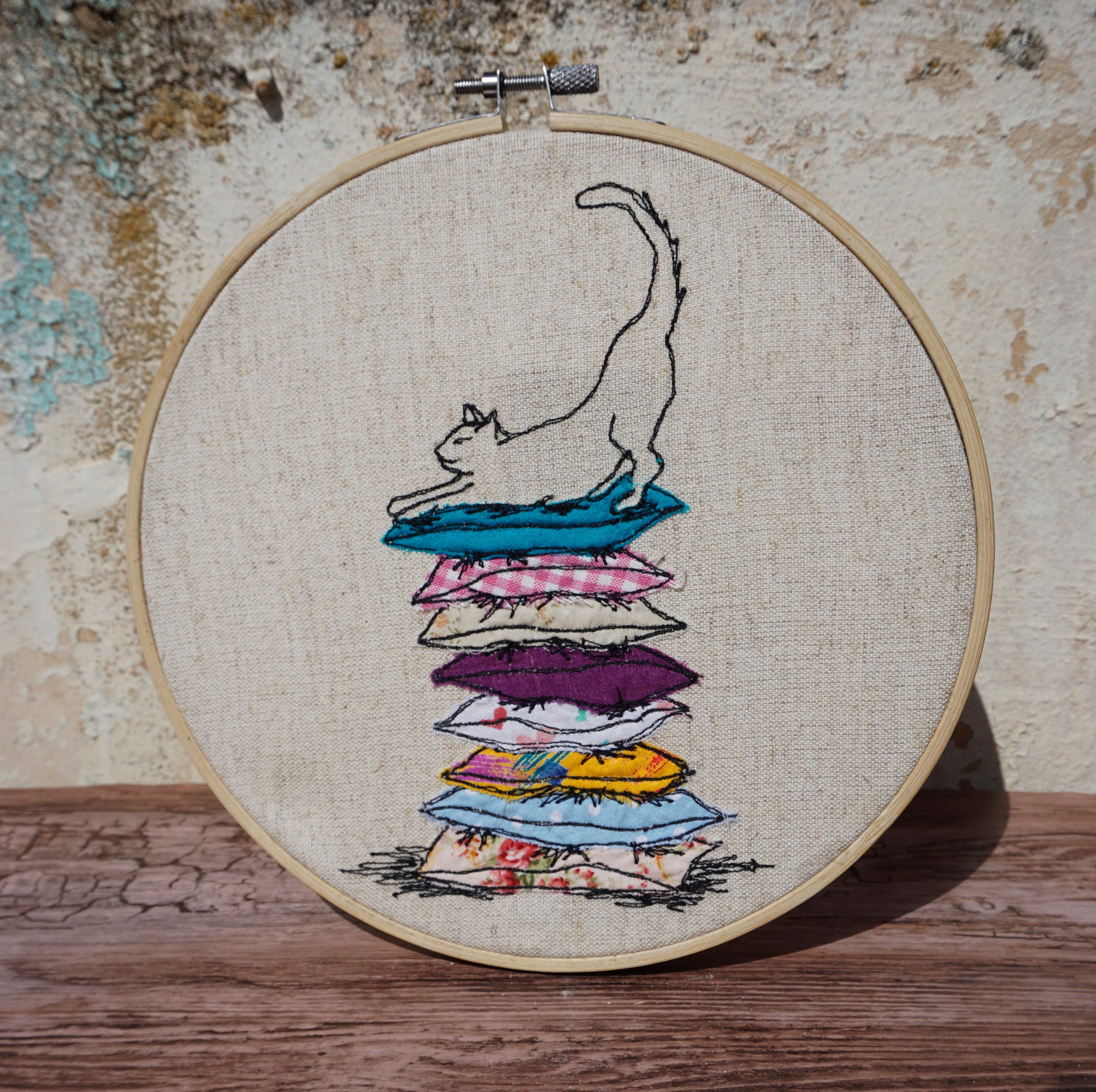 Funny Cat Redwork Embroidery Funny Cat Redwork Embroidery