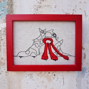Jerusalem art, Jerusalem wall art, Jerusalem embroidery, monster sculpture, sculpture garden, free motion embroidery, textile pictures