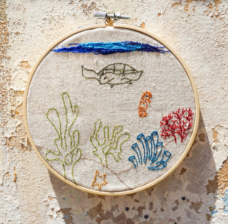 Under the sea art sea embroidery ocean animals art coral  etsy