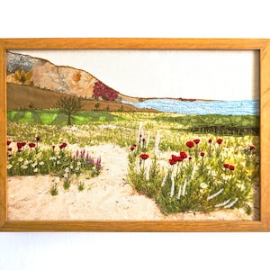 Dead sea art, Israel art, Holy land art, Israel landscape, free motion embroidery, textile pictures, wall hanging, raw edge applique