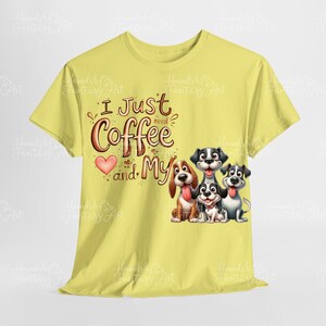 Camiseta divertida de perro con café, camiseta personalizada para perro, tallas y colores unisex personalizados, camiseta divertida de dibujos animados de café, camiseta Gildan, 13 razas