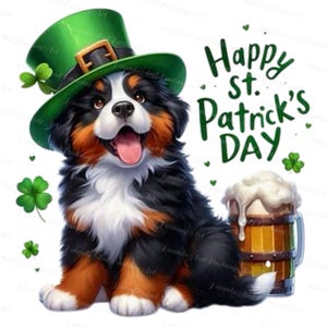 Berner Sennenhund St patricks Day Welpe Digitaler Download Scrapbooking Handwerk druckbare 14 PNG Poster Handwerk Karte Digitaler Hund ClipArt Geschenk