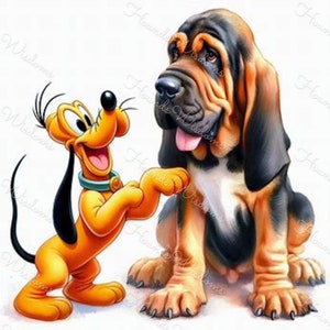 Pluto Cartoon Disney Bloodhound Dog Basset Hound Puppy Humorous Printable 13 Poster Sticker Gift Craft Card Digital Funny Cute ClipArt