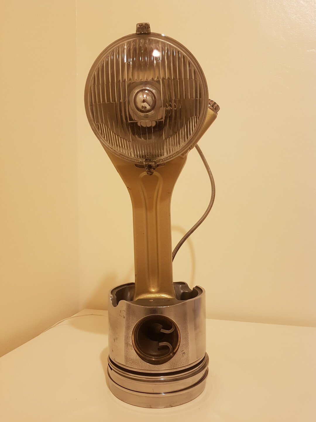 Large Lorry Piston Lamp, With Lucas Wlr576 Fog Lamp. Upcycled Mercedes