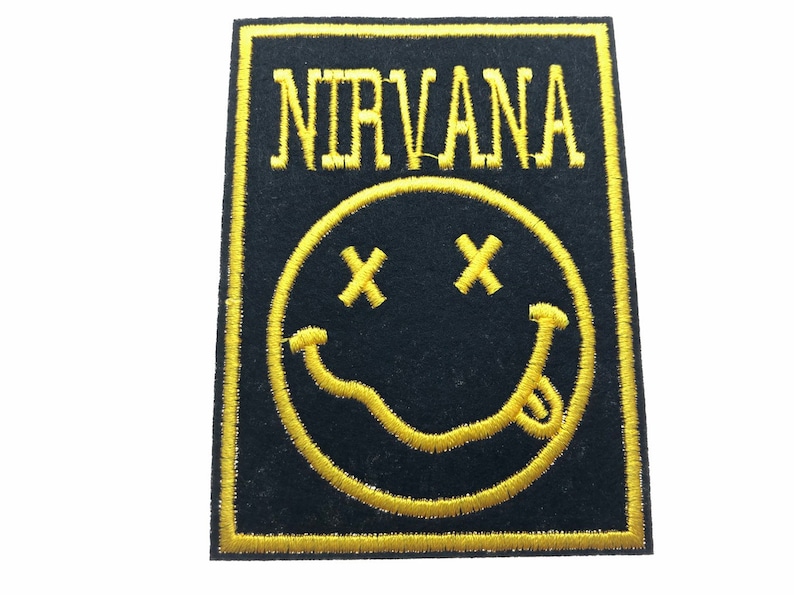 NIRVANA yellow on black EMBROIDERED IRON-ON PATCH **FREE SHIPPING**