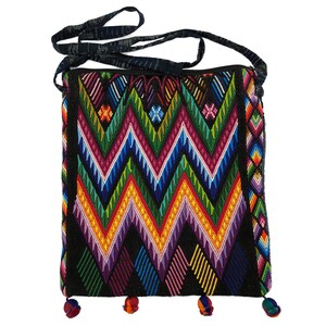 Bolsa boho pompom MÉDIA, bolsa guatemalteca, bolsa huipil, bolsa mensageiro, bolsa de ombro, bolsa crossbody, bolsa para smartphone