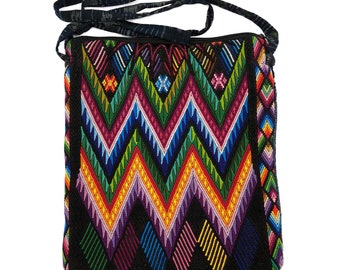 MEDIUM boho pompom bag, Guatemalan bag, huipil bag, messenger bag, shoulder bag, crossbody bag, smartphone bag