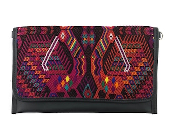 REDUCED TO CLEAR Convertible Clutch, Guatemalan clutch, Guatemalan leather clutch, Guatemalan textile clutch