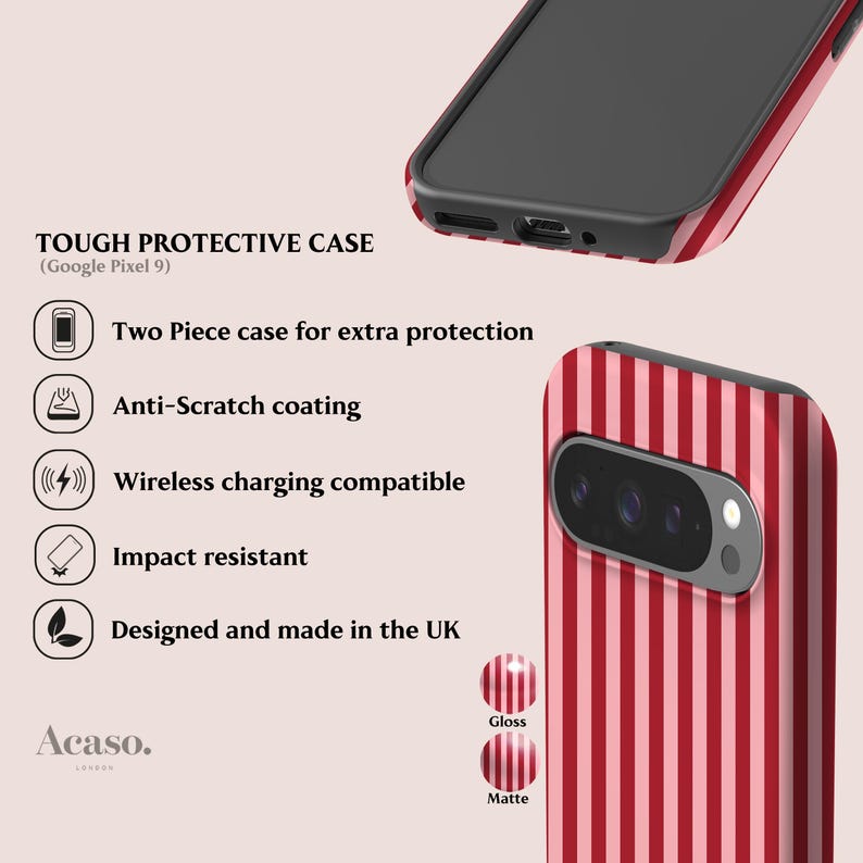 Pink Striped Pixel Case for Google Pixel 10, 9, 8, 7 & 6 image 3