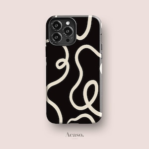 Black Ink Lines Case for iPhone 15, for Galaxy S24, Pixel 8 Pro & More Minimal Phone Cases by Acaso London