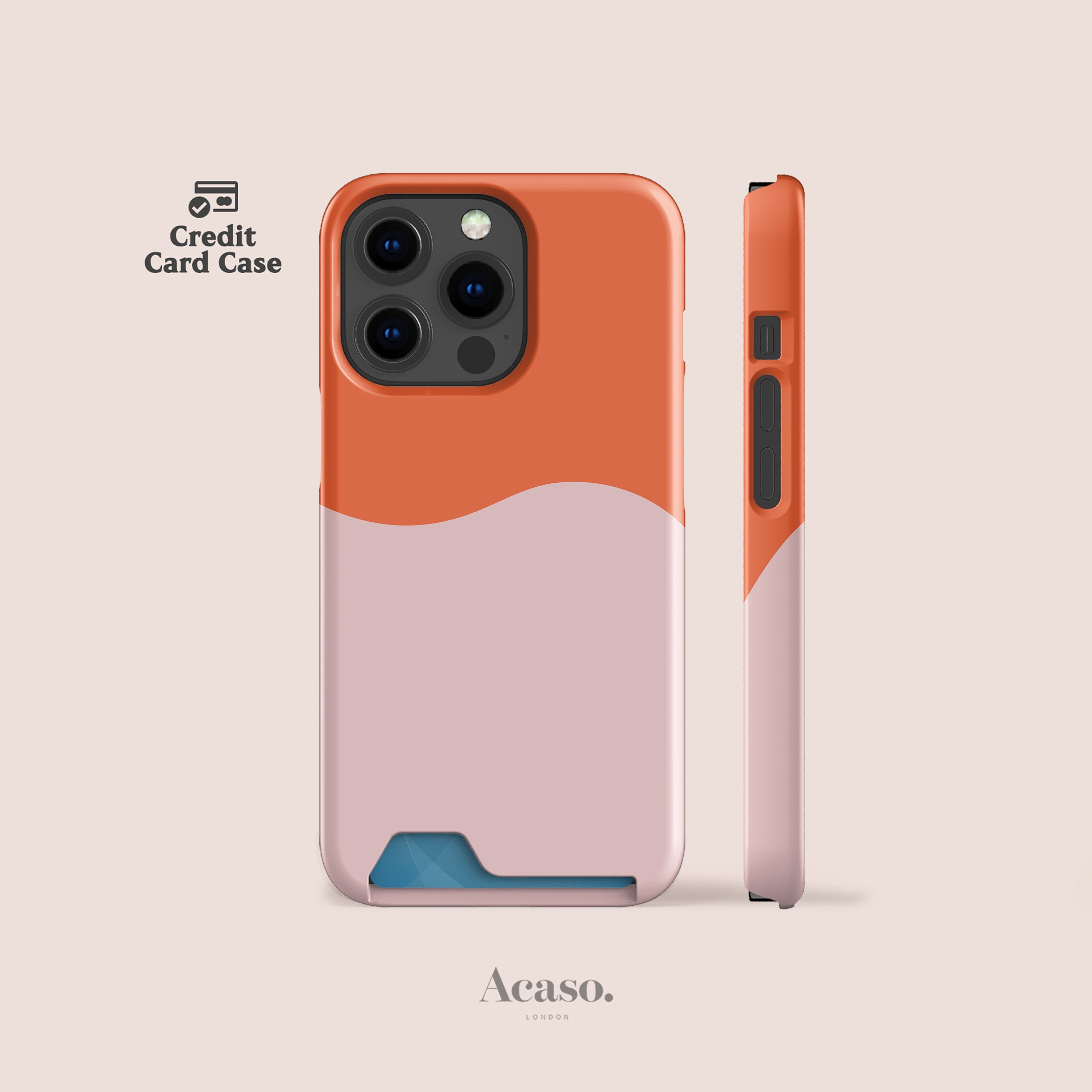 Geo Pink Case with Card Holder for iPhone 16, iPhone 15, iPhone 14, iPhone 13 Only & More Credit Card Phone Cases