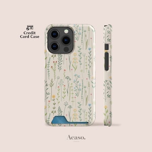 Wildblumen Handyhülle mit Kartenfach für iPhone 15, iPhone 14+, iPhone 13 Pro sowie für Samsung S22 & mehr