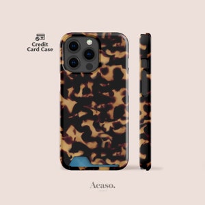 Wavy Tortoise Shell Card Case voor iPhone 15 en Galaxy S22 - Meer creditcardhoesjes bij AcasoLondon