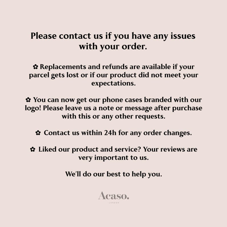 a sign that says please contact us if you have issues with your order