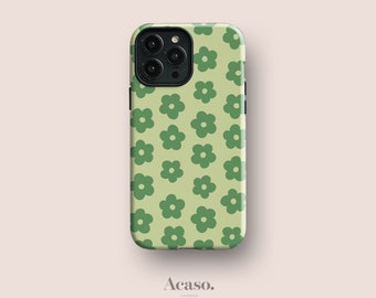 Cute Y2K Green Flowers Phone Case for iPhone 13 Pro, Google Pixel 7, Pixel 6 Pro and for Samsung S22, More Models Available