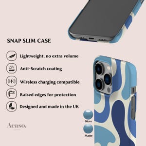 FUNKY WAVES-telefoonhoesje voor iPhone 14, iPhone 13 Mini, iPhone 12 Pro, iPhone 11, meer modellen | Golvende lijnen, blauw afbeelding 3