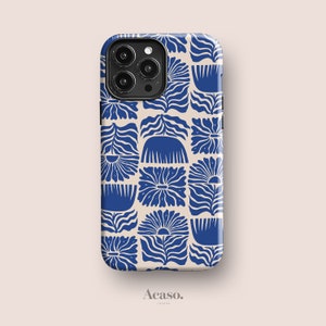 Matisse Phone Case for iPhone 14 Pro, iPhone 12 Mini, iPhone 11, iPhone XR and More Models with Checkered Pattern in Blue