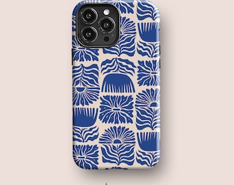 Blue Artsy Flowers Case for iPhone 17, Galaxy S26 & Pixel 10 Series, Acaso Designs