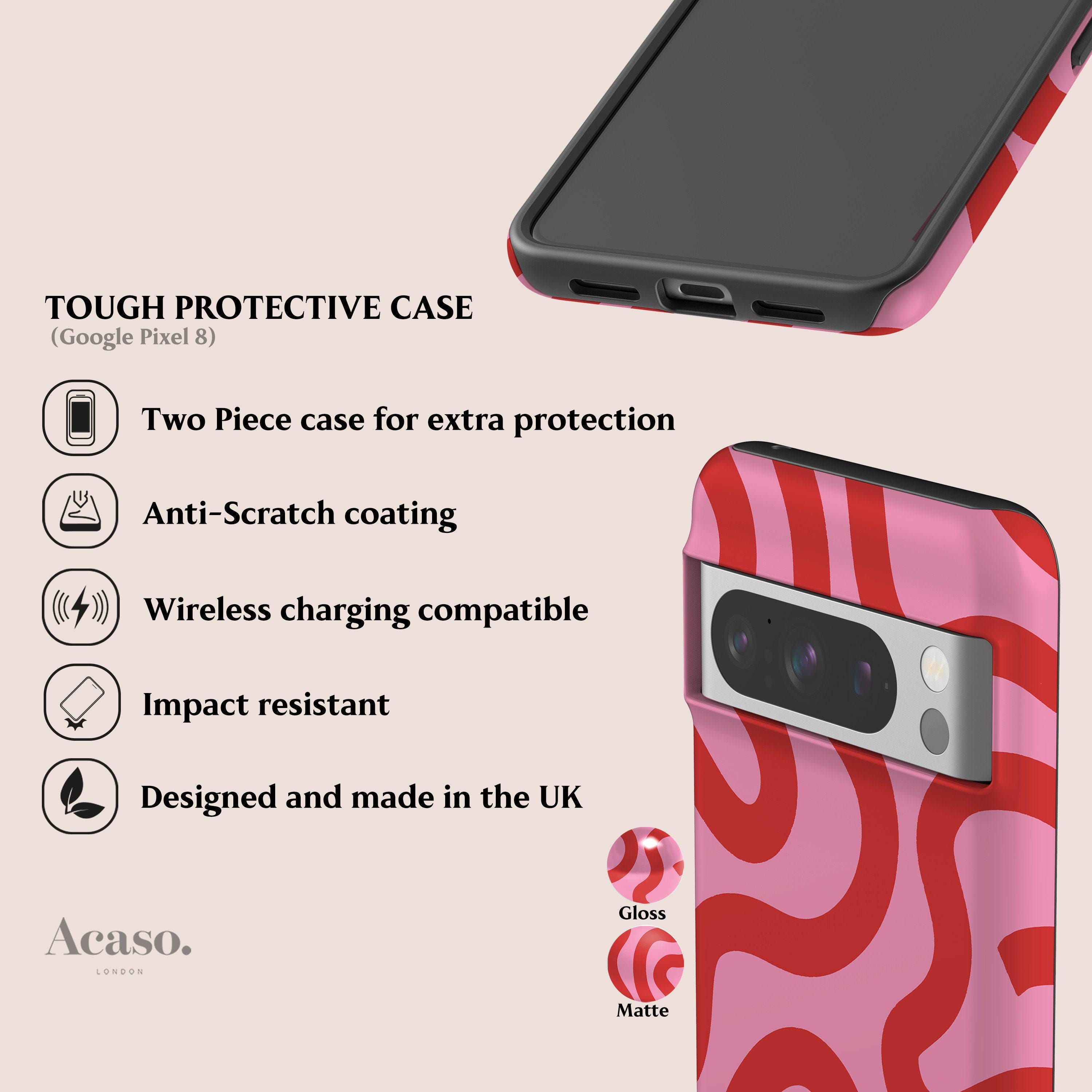 EasyShow Flip Wallet Hülle Für Google Pixel 7a – Mit Kartenfächern & Standfunktion, Rose Rot