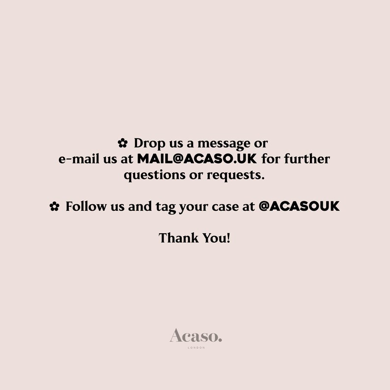 text that instructs viewers to drop a message or e-mail at a specific address for further questions or requests. It also encourages followers to tag their case at a particular address, and thanks them for their support. The image does not contain any text that is too long or repetitive, and it does not describe individual elements of the image.