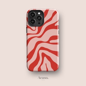 Abstract Candy Phone Case For iPhone 14 Pro Case, iPhone 13 Case, iPhone 12 Case, More Models - Striped Pink & Red Zebra Case