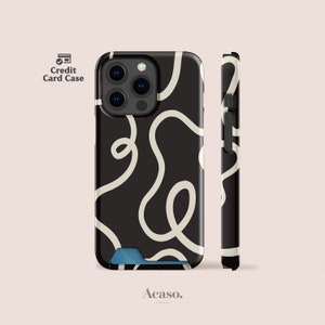 Estuche minimalista con tarjetero Ink Lines para iPhone 16, iPhone 15 Pro, iPhone 14, iPhone 13 Pro y más.