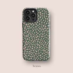 SPOTTY Green Phone Case for iPhone, for Samsung Case and Google Pixel, All Models | Animal Print, Trendy, Polka Dots, Spots, Pink