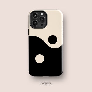 YIN YANG Handyhülle für iPhone 14, iPhone 13 Pro Max, iPhone 12, iPhone 11, weitere Modelle | Minimal, Ästhetisch, Y2K, Schwarz und Weiß