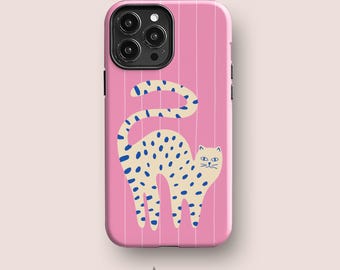 Funda rosa con estampado de gato para iPhone 17, Galaxy S26, Pixel 10 y más.