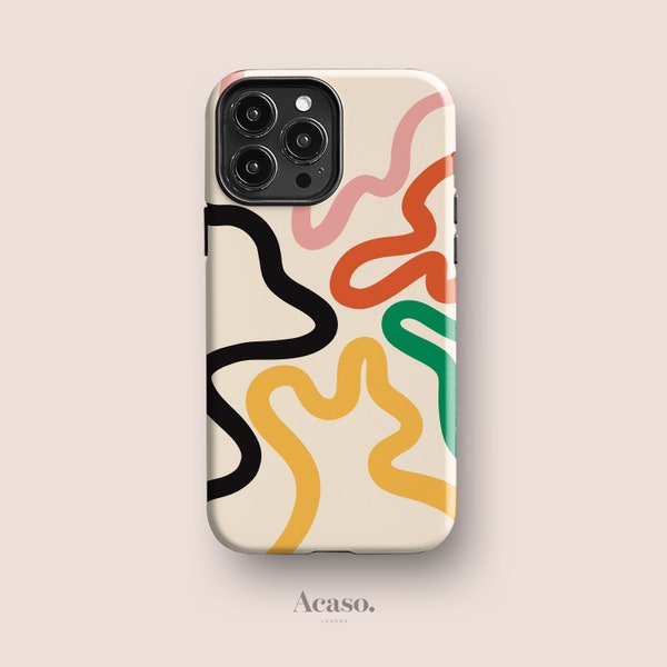 Coque pour portable ORGANIC SHAPES | Coque iPhone Swirl pour iPhone 14, iPhone 13, iPhone 12, iPhone 11, Plus de modèles | Dessin au trait, Bohème