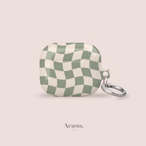 WAVY CHECK AirPod Case Covers | AirPod Pro Cases, AirPods 1, 2 & 3 Case, Earbuds Cases, Apple AirPod Cases | Checkered, Pale Green, Mint
