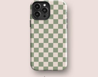 Pale Green Checker Case for iPhone 17, Galaxy S25 & Pixel 10 Series