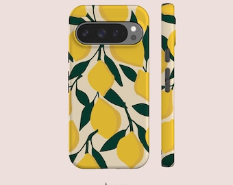 Capa para celular Pixel com estampa de limões, compatível com as séries 10, 9, 8, 7 e 6.