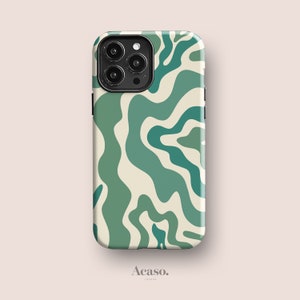 ABSTRACT WAVY Green Phone Case | iPhone 13 Case, iPhone 12 Case, iPhone 11 Case, iPhone XR Case, More Models | Swirl, Geometric, Mint