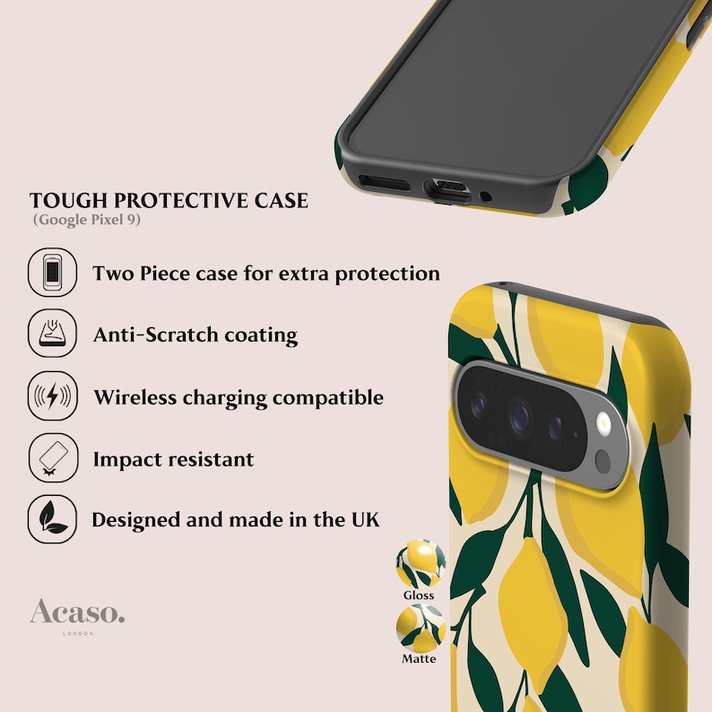 Lemons Pixel Phone Case for Series 10, 9, 8, 7, 6 image 3