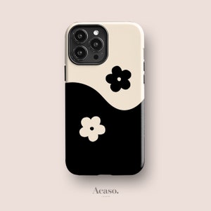 FLOWER Yin Yang Phone Case | iPhone 12 Case, iPhone 11 Case, iPhone SE Case, iPhone 8 Case, More Models | Minimal, Y2K, Retro, Black White