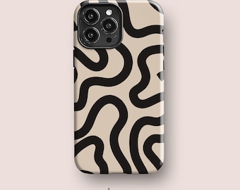 Boho Line Art Beige Case for iPhone, Galaxy, Pixel: Minimal Phone Cases by Acaso