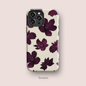 Burgundy Flowers Case for iPhone 16, iPhone 15, iPhone 14, iPhone 13, iPhone 12, iPhone 11 & More Floral Phone Cases