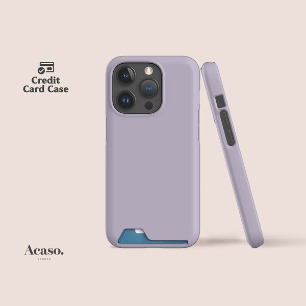 Porte-cartes mince LAVANDE | pour portable avec porte-cartes pour iPhone 14, iPhone 13, Samsung S21 | Couleur unie, lilas