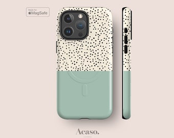 MagSafe Handyhülle für iPhone 15 - Geo Mint Spots Hülle für iPhone 15 Pro und iPhone 15 Pro Max von Acaso London