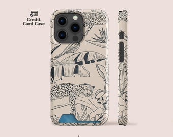 Coque Jungle Jouy avec porte-cartes de style vintage pour iPhone 16, iPhone 15, iPhone 14, iPhone 13 et plus