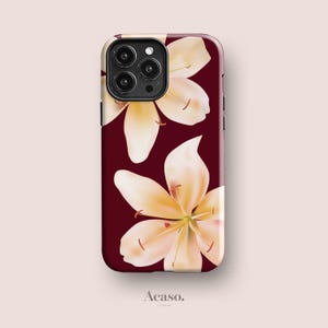 Lily Flower Case for iPhone 16, iPhone 15, iPhone 14, for Galaxy S25, Pixel 9 in Maroon & More Floral Phone Cases by Acaso