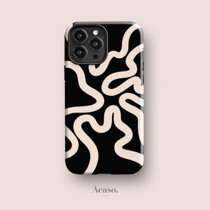 Black Line Art Case for iPhone 16, iPhone 15 Plus, iPhone 14, iPhone 13 Pro & More Minimal Phone Cases by Acaso
