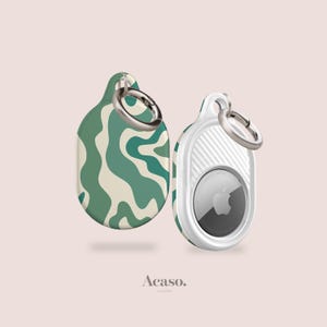 Golvende groene AirTag-houder met sleutelhanger: Apple AirTag-cover voor bagage, AirTag-hoesje met sleutelhanger, AirTag-covers