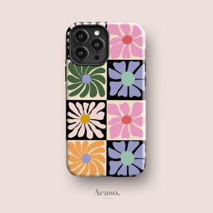 SUMMER FLOWERS Phone Case | Bright Checkered Phone Case, iPhone 14 Case, Samsung S21 Case, Google Pixel 7, More Models | Daisies, Check