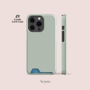 Étui pour téléphone avec porte-cartes LILY GREEN pour iPhone et modèles Samsung | Étui de rangement pour cartes de crédit | Couleur unie, menthe sauge