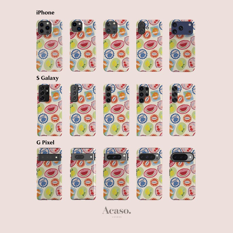 Fruit Stickers Case for iPhone 16 Pro, iPhone 15, Pixel 9 Pro, Cases for Galaxy S25 & More Unique Designs by Acaso image 2