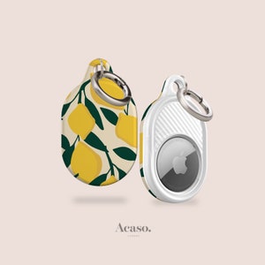 Niedliche Zitronen AirTag Schlüsselanhänger Halter - Apple AirTag Abdeckung für Gepäck, Taschen und Halsbänder in Gelb