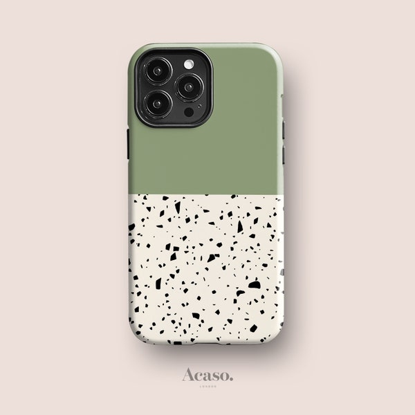 TERRAZZO Green Phone Case | iPhone 12 Pro Case, iPhone 11 Case, iPhone SE Case, iPhone 8, More Models | Terrazzo Pattern, Geometric