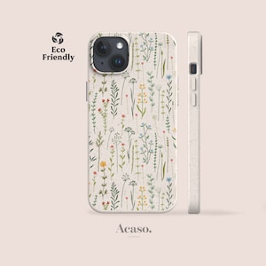Wild Blumen Öko-Handyhülle für iPhone 14 und Samsung S22 - Biologisch abbaubare Bambus Hüllen von Acaso